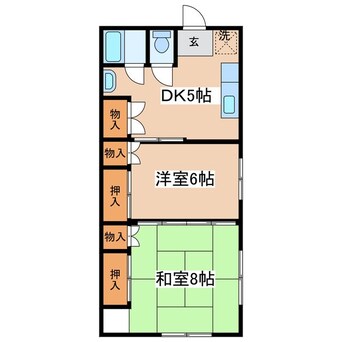 間取図 アルピコ交通上高地線/渚駅 徒歩22分 2階 築40年