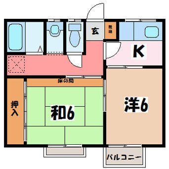 間取図 篠ノ井線/南松本駅 徒歩13分 2階 築32年