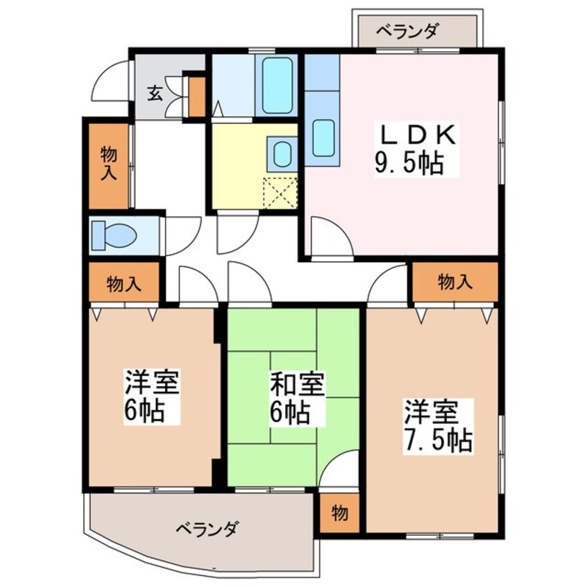 間取図 大糸線/北松本駅 徒歩14分 1階 築27年