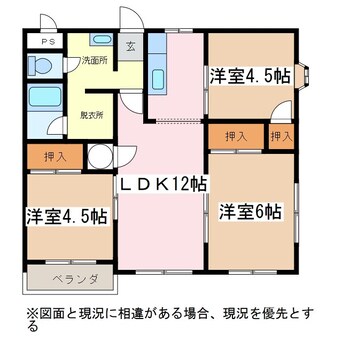 間取図 篠ノ井線/松本駅 徒歩10分 3階 築35年