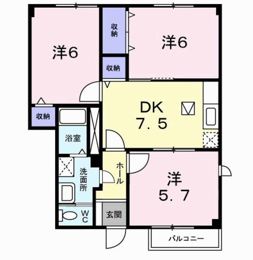 間取図 篠ノ井線/松本駅 バス15分山辺中学校前下車:停歩5分 1階 築24年