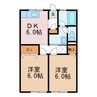 篠ノ井線/松本駅 徒歩26分 1階 築39年 2DKの間取り