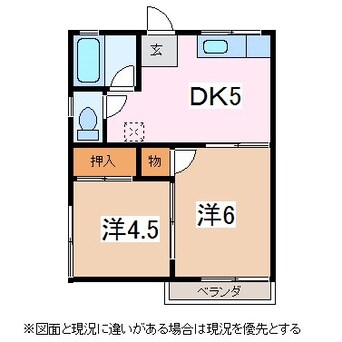 間取図 篠ノ井線/松本駅 徒歩29分 1階 築35年