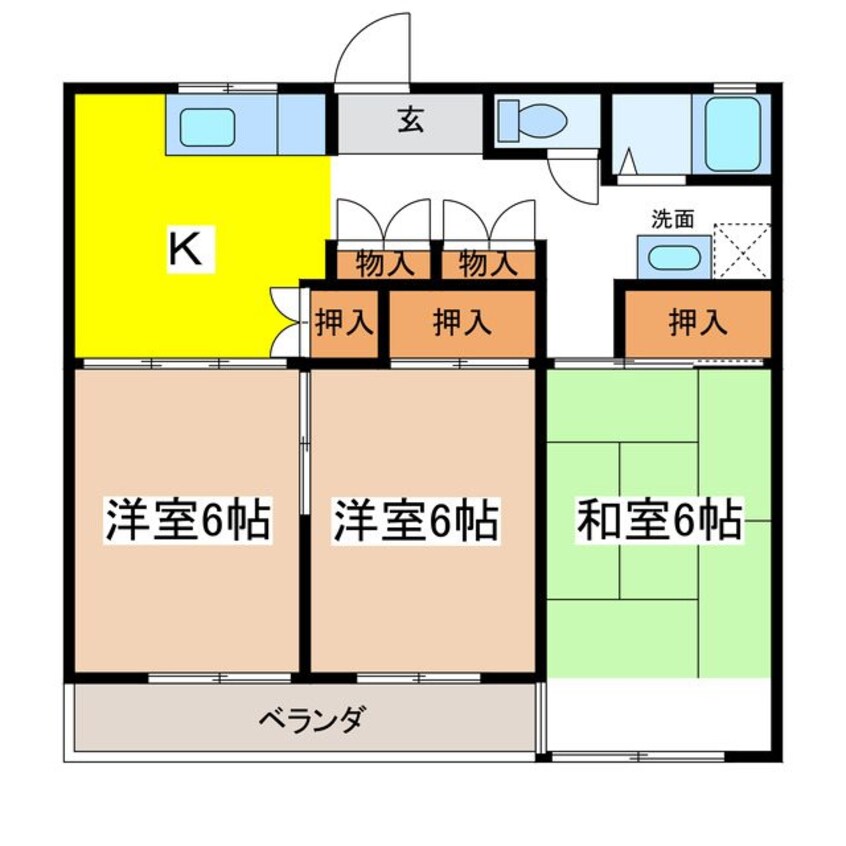 間取図 大糸線/島内駅 徒歩13分 3階 築35年