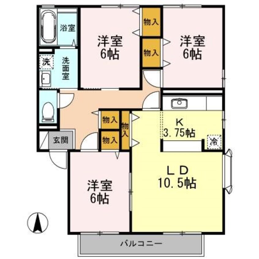 間取図 篠ノ井線/平田駅 徒歩23分 1階 築23年