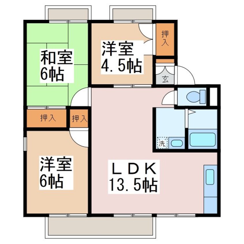 間取図 大糸線/島内駅 徒歩2分 1階 築37年