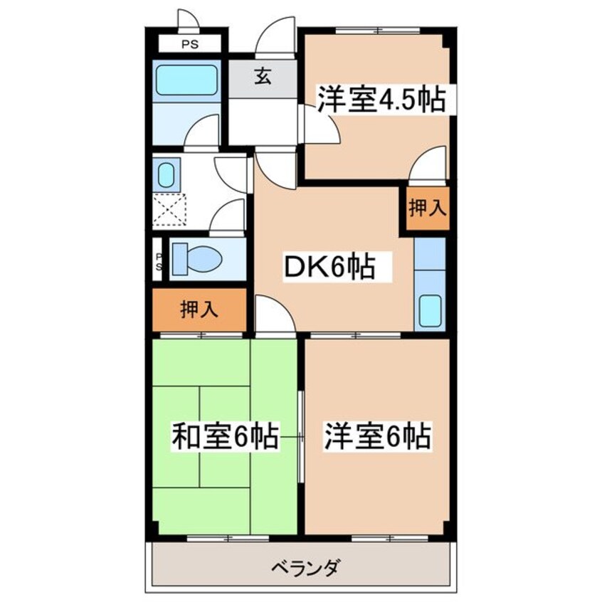 間取図 篠ノ井線/松本駅 バス20分岡田東区下車:停歩5分 2階 築28年