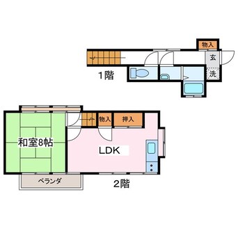 間取図 篠ノ井線/松本駅 徒歩28分 2階 築54年