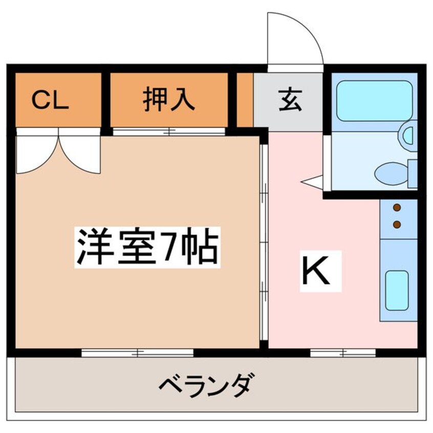 間取図 篠ノ井線/松本駅 バス20分新浅間線　浅間温泉下車:停歩2分 3階 築38年