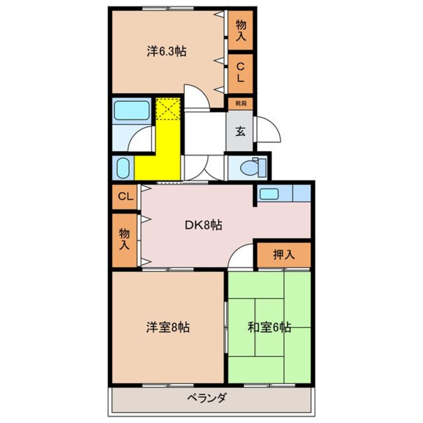 間取図 アルピコ交通上高地線/渚駅 徒歩19分 1階 築25年