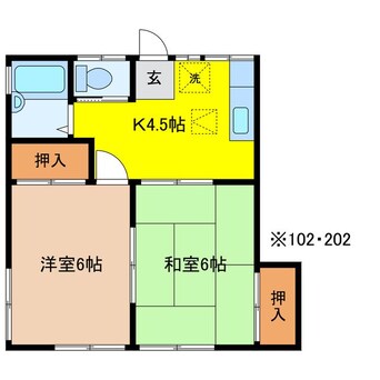 間取図 篠ノ井線/松本駅 徒歩13分 1階 築32年