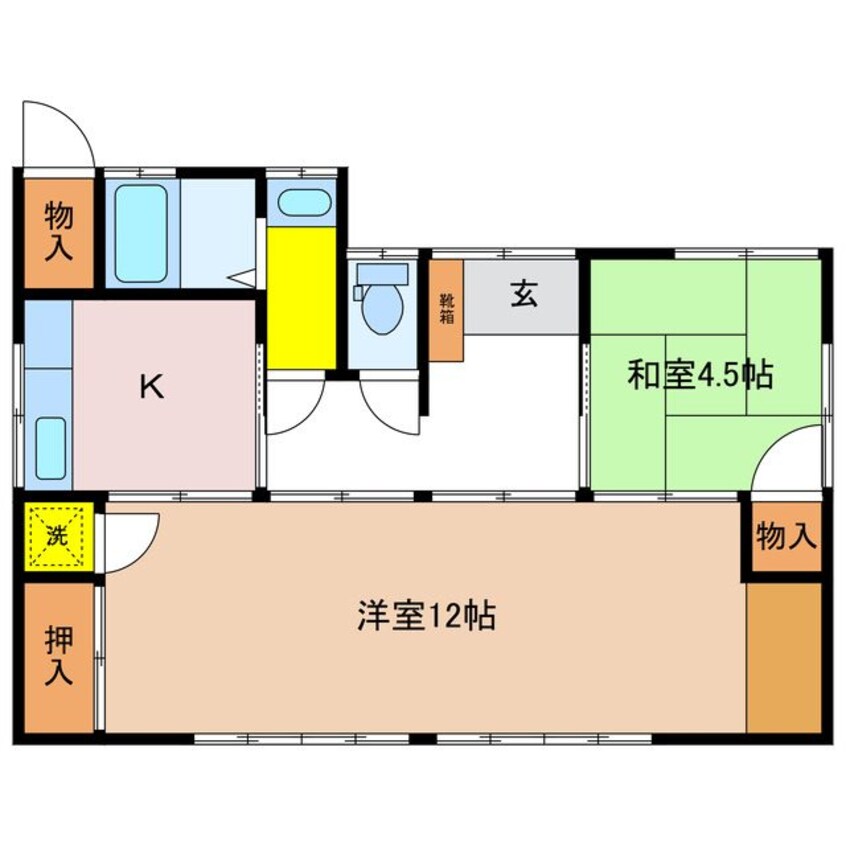 間取図 篠ノ井線/平田駅 徒歩24分 1階 築39年