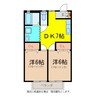 サンテラス七瀬 2DKの間取り