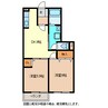 エイコーンＢ棟 2DKの間取り