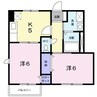 ラフィネ藤Ｂ棟 2DKの間取り