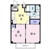ドメスティックA棟 2DKの間取り