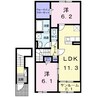 サンリットスカイ 2LDKの間取り