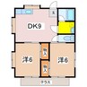 ハイツ大林 2DKの間取り