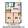 あずさリバーサイドＢ 2DKの間取り