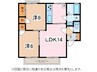 ラ・プレーヌD 2LDKの間取り