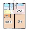 丸城ハイツ 2DKの間取り