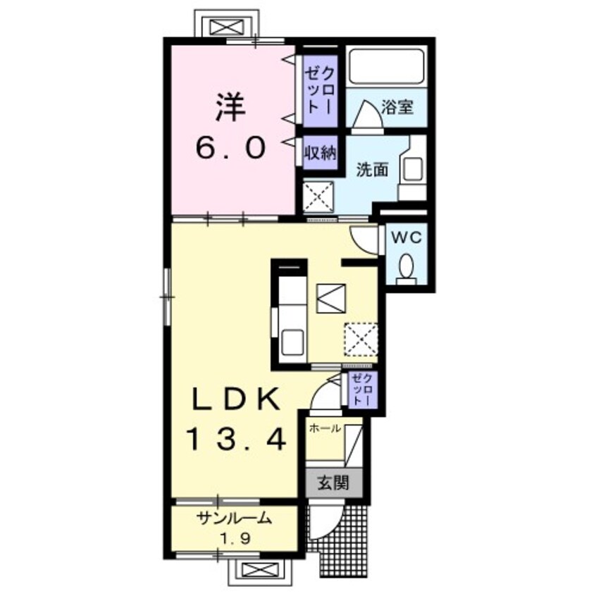 間取図 大糸線/北大町駅 徒歩4分 1階 築6年