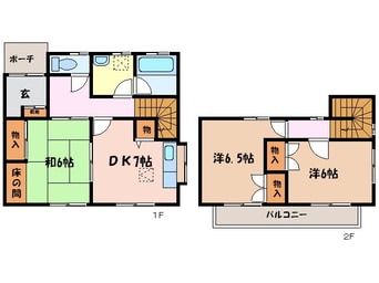 間取図 大糸線/中萱駅 徒歩32分 1-2階 築28年