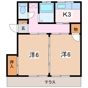 間取図 大糸線/中萱駅 徒歩5分 1階 築41年