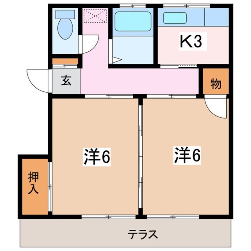 間取図 大糸線/中萱駅 徒歩5分 1階 築41年