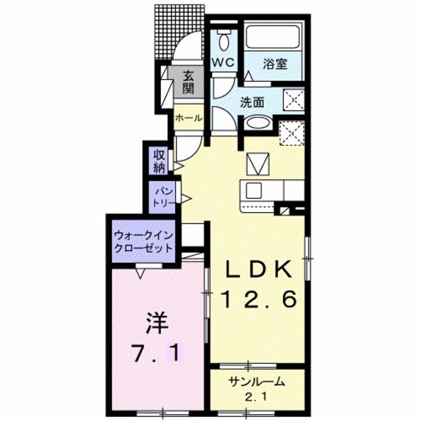 間取図 ル　ソレイユ　アスカ　N