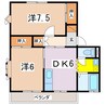 大糸線/一日市場駅 徒歩15分 2階 築36年 2DKの間取り