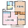 ラ・プレーヌE 2LDKの間取り