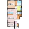 クアトロ常盤A 1LDKの間取り