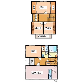 間取図 大糸線/安曇追分駅 徒歩39分 1-2階 築21年