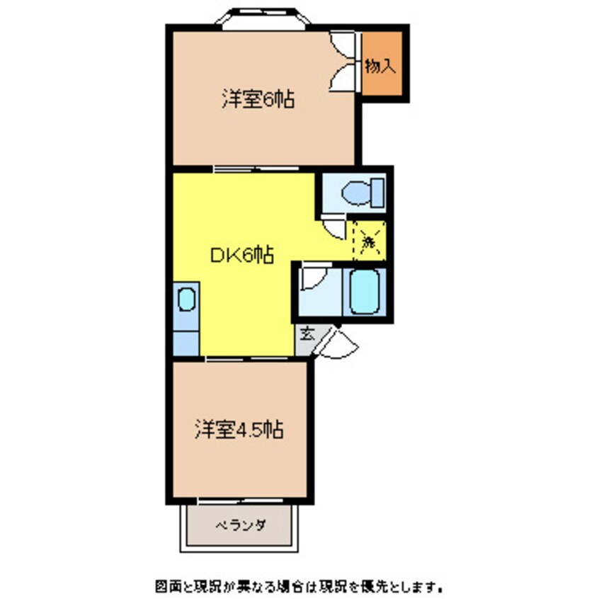 間取図 中央本線（甲信越）/塩尻駅 徒歩34分 2階 築34年