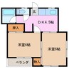 サンビュー波田 2DKの間取り