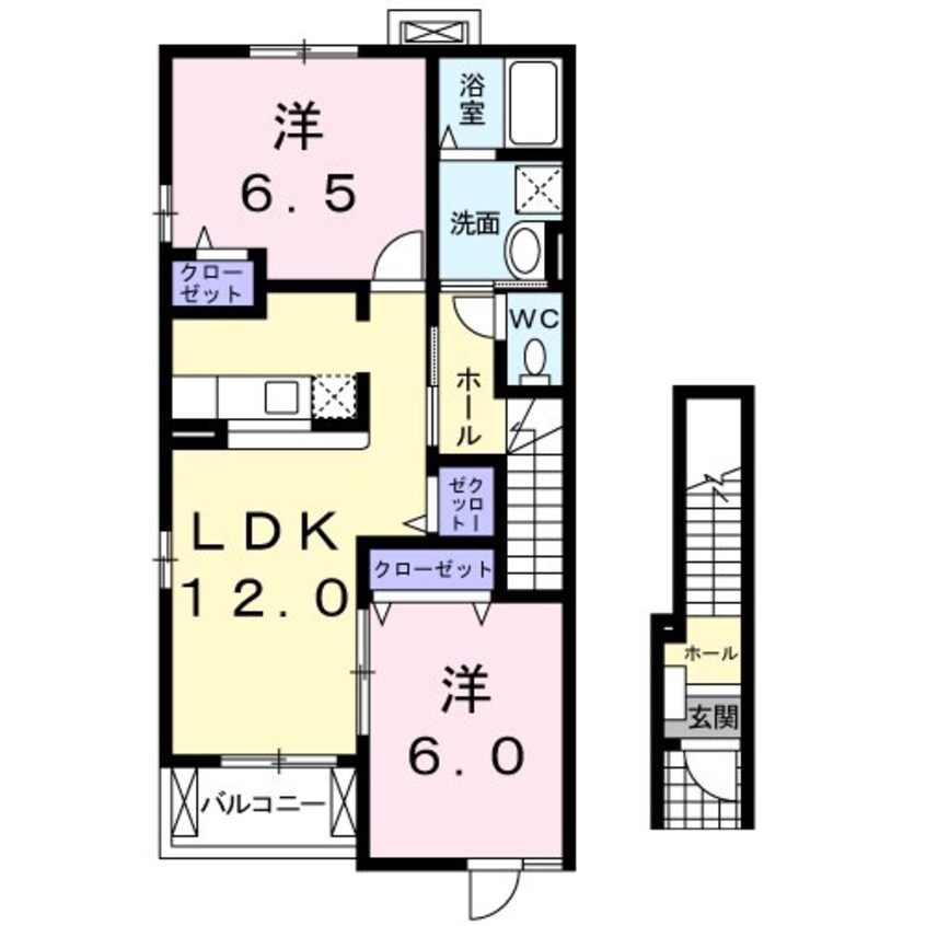 間取図 篠ノ井線/平田駅 徒歩21分 2階 築20年
