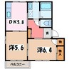 タウンプレミールC棟 2DKの間取り