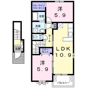 間取図 篠ノ井線/南松本駅 徒歩23分 2階 築8年