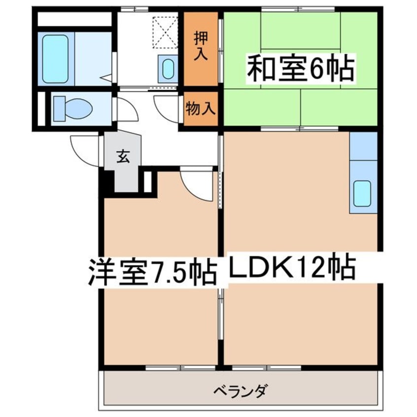 間取図 篠ノ井線/平田駅 徒歩8分 2階 築25年