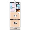 篠ノ井線/平田駅 徒歩32分 2階 築39年 2Kの間取り