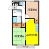 ハイランドハイツ 2LDKの間取り