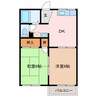 フォーブル手塚Ｂ 2DKの間取り