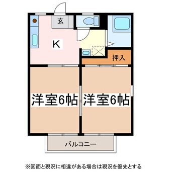 間取図 篠ノ井線/村井駅 徒歩8分 1階 築41年