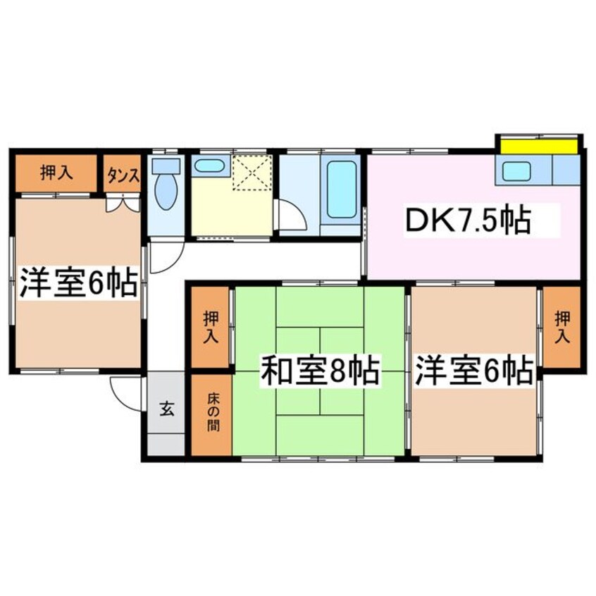 間取図 篠ノ井線/平田駅 徒歩19分 1階 築44年