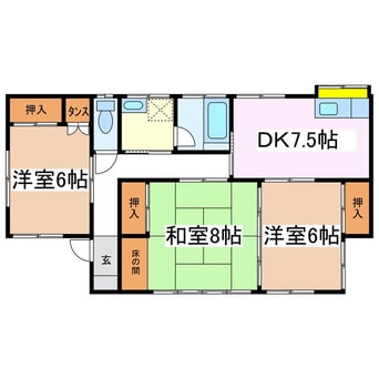 間取図 篠ノ井線/平田駅 徒歩19分 1階 築44年