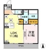 GRAND D-ROOM桔梗ヶ原 1LDKの間取り