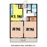飯田線（長野県内）/北殿駅 徒歩29分 3階 築28年 2Kの間取り