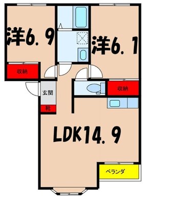 間取図 飯田線（長野県内）/北殿駅 徒歩26分 2階 築16年