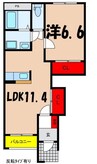 ビューテラスＴａｋａｎｅ 1LDKの間取り